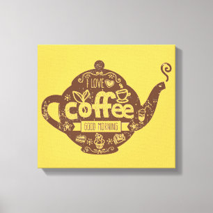 Liebe-Kaffeetopf der Kaffeeliebhaber retro Leinwanddruck
