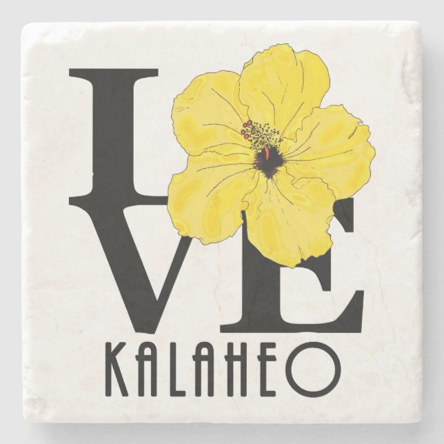 LIEBE Kalaheo Gelber Hibiskus Steinuntersetzer (Vorderseite)