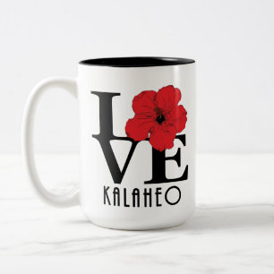 LIEBE Kalaheo Hawaii Roter Hibiskus 15oz Zweifarbige Tasse