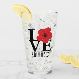 LIEBE Kalaheo Hawaii Roter Hibiskus Glas