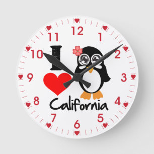 Liebe Kalifornien des Penguin-I Runde Wanduhr