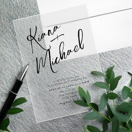 Liebe Kalligrafie Hochzeit B&W Transparent ID940 Acryleinladungen