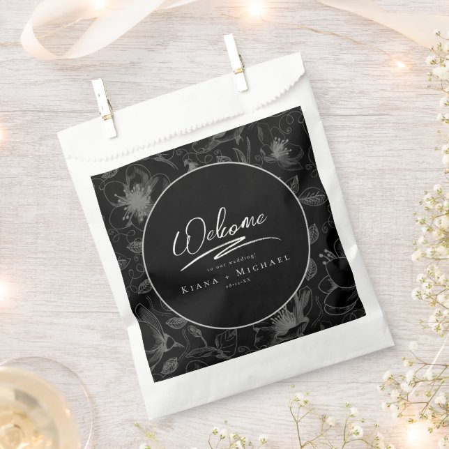 Liebe Kalligrafie HochzeitflorPattern Welpen ID940 Geschenktütchen (Ausgeschnitten)