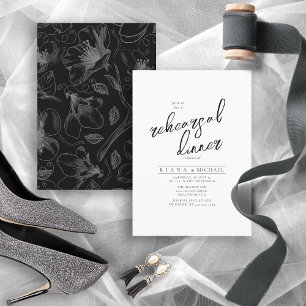 Liebe Kalligrafie Probe Abendessen Floral B&W ID94