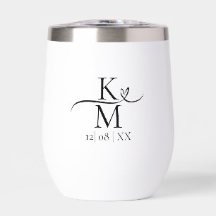 Liebe Kalligraphie-Initialen Herzschwarz B&W ID940