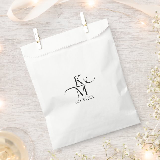 Liebe Kalligraphie-Initialen Herzschwarz B&W ID940 Geschenktütchen (Ausgeschnitten)