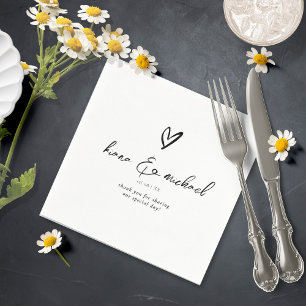 Liebe Kalligraphie Vielen Dank Herzschwarz B&W ID9 Serviette