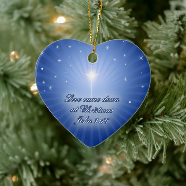 Liebe kam bei Weihnachten Herzverzierung nieder Keramik Ornament (Baum)