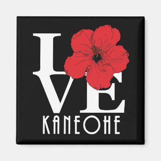 LIEBE Kaneohe Red Hibiskus (weißer Text) Magnet