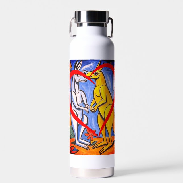 Liebe Kängurus Australisches Tier  Trinkflasche (Vorne)