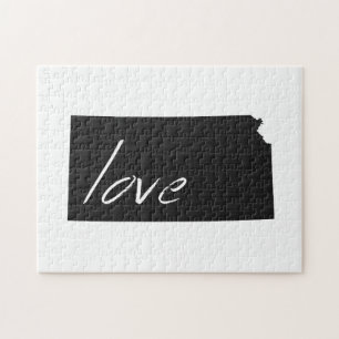 Liebe Kansas Silhouette Karte Form Schwarze Karte