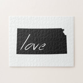 Liebe Kansas Silhouette Map Form Black Chalkboard