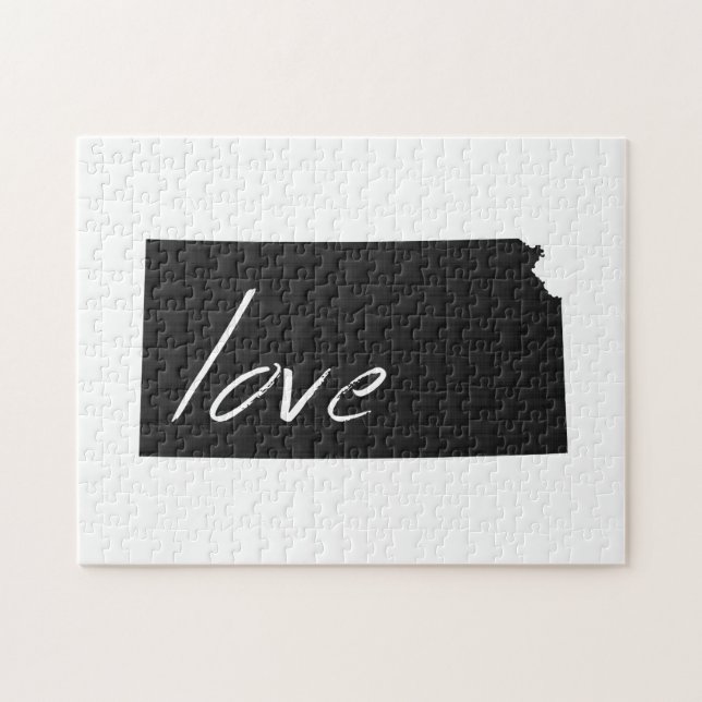 Liebe Kansas Silhouette Map Form Black Chalkboard (Horizontal)