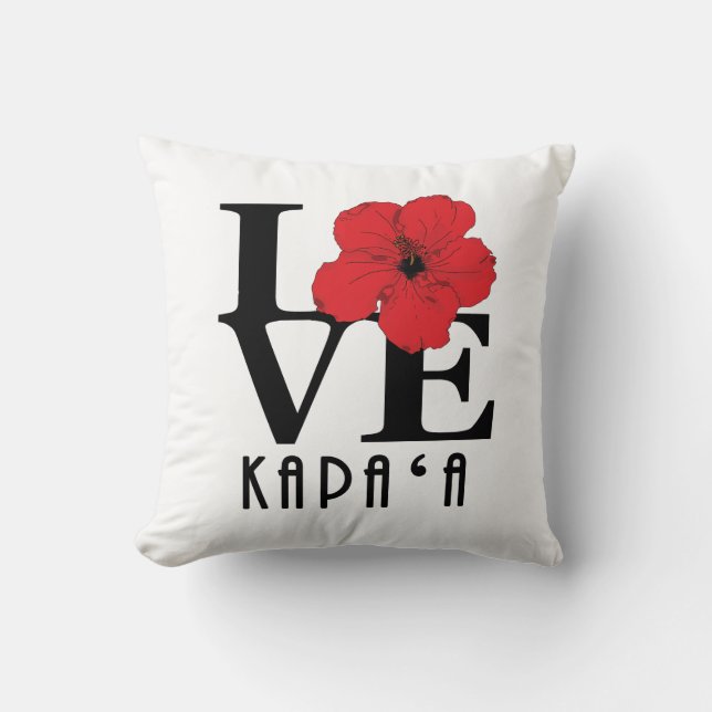 LIEBE Kapa`a Hawaii Red Hibiscs Kissen (Vorderseite)