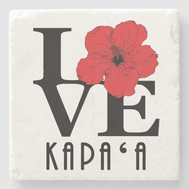 LIEBE Kapa`a Roter Hibiskus Steinuntersetzer (Vorderseite)