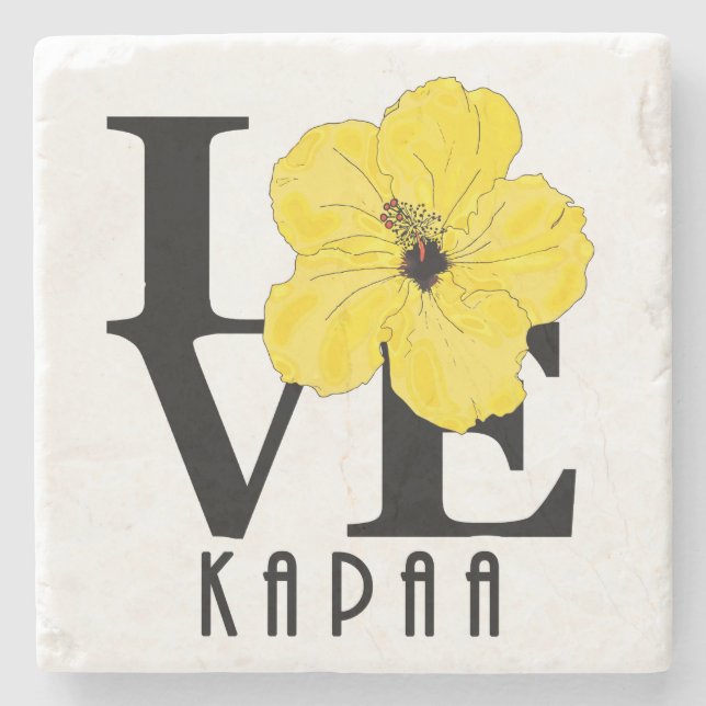 LIEBE Kapaa Gelber Hibiskus Steinuntersetzer (Vorderseite)