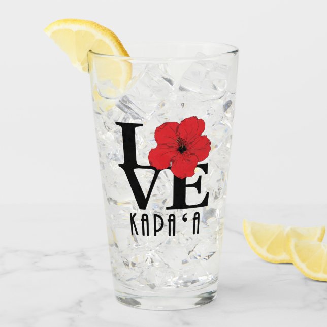 LIEBE Kapa'a Hawaii Red Hibiscs Glas (Vorderseite Ice)