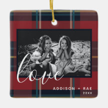 Liebe Kariert Holiday Custom Foto Red