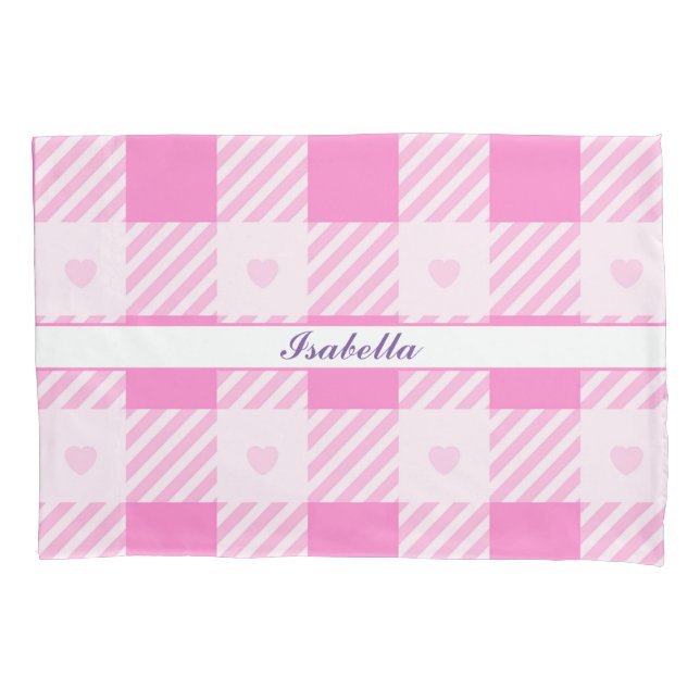 Liebe Kariert Moderne rosa Sammlung Kissenbezug (Vorderseite)