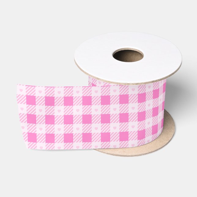 Liebe Kariert Moderne rosa Sammlung Satinband (Spule)