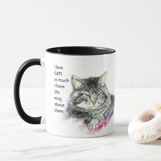 Liebe KATS so viel ich Spaß Kostenvoranschlag Tass Tasse (Mit Donut)