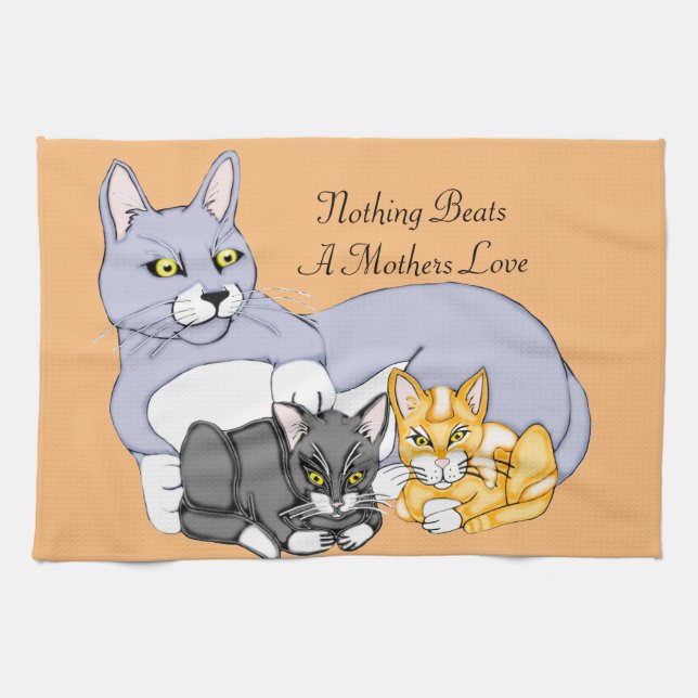Liebe Katze und Kätzchen Geschirrtuch (Horizontal)