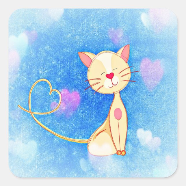 Liebe-Katzen-Aufkleber Quadratischer Aufkleber (Vorderseite)