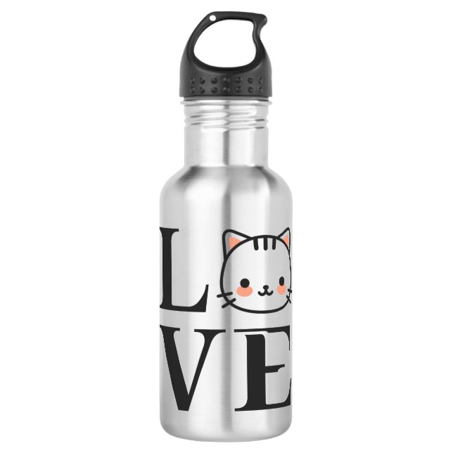 Liebe Katzen Edelstahlflasche (Vorderseite)