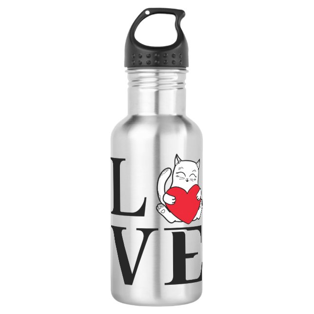 Liebe Katzen Edelstahlflasche (Vorderseite)
