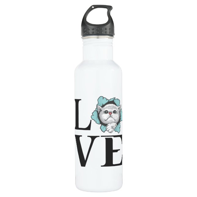 Liebe Katzen Edelstahlflasche (Vorderseite)