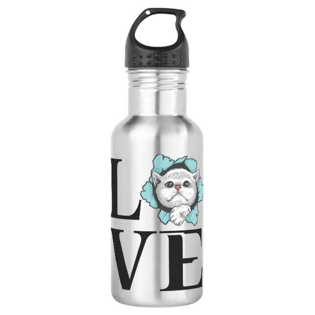 Liebe Katzen Edelstahlflasche (Vorderseite)