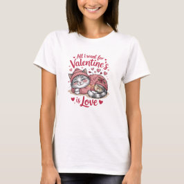 Liebe Katzen Kuscheliger Valentinstag T-Shirt