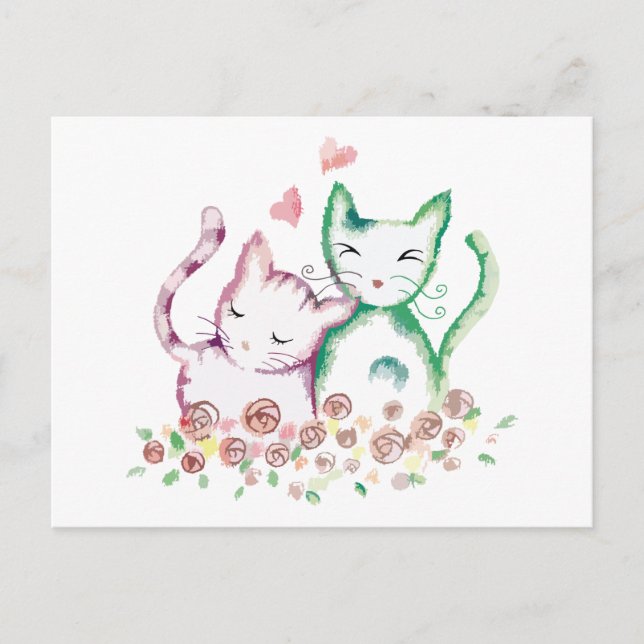 Liebe Katzen Postkarte (Vorderseite)