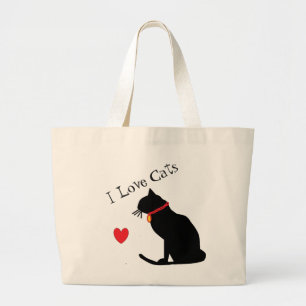 Liebe-Katzen-rotes Herz des Tunnel-bohrwageni und Jumbo Stoffbeutel