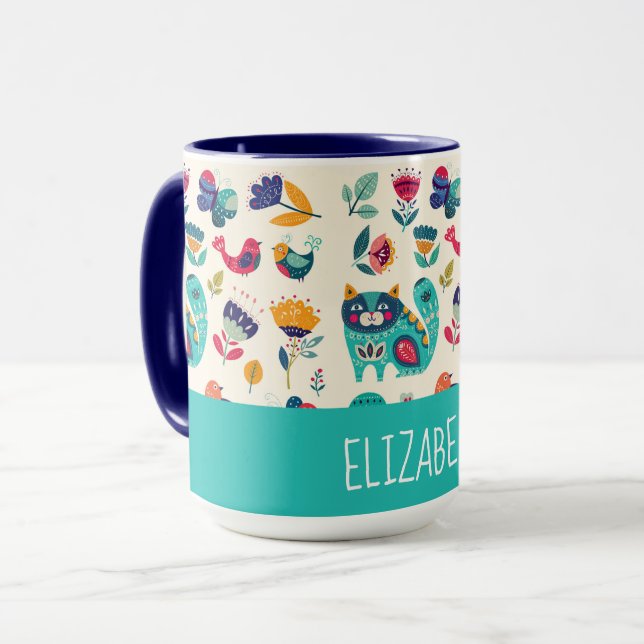 Liebe Katzen Skandinavien Kunst, Dichtung und Musi Tasse (Vorderseite Links)