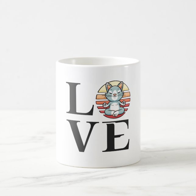 Liebe Katzen und Meditation Kaffeetasse (Mittel)