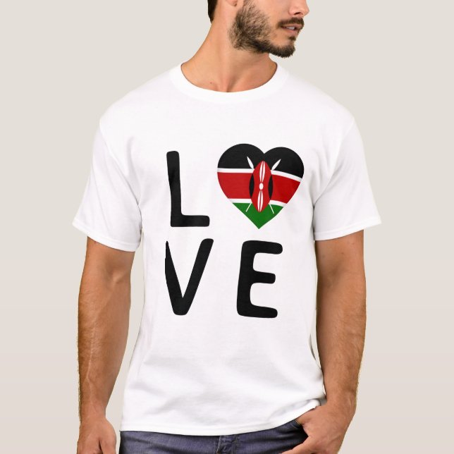 Liebe - Kenia-Flagge T-Shirt (Vorderseite)