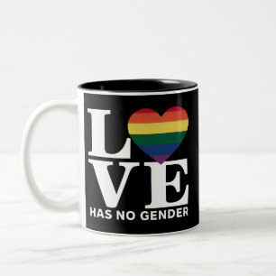 Liebe kennt kein Geschlecht LGBTQ Regenbogen Stolz Zweifarbige Tasse