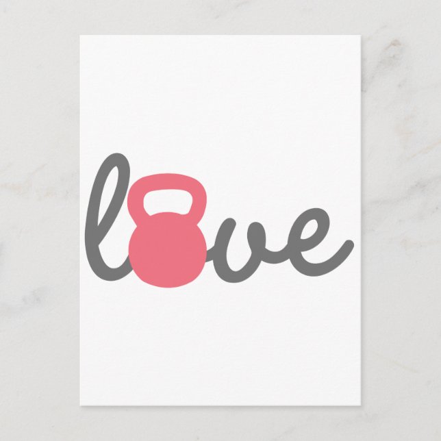 Liebe Kettlebell Pink Postkarte (Vorderseite)