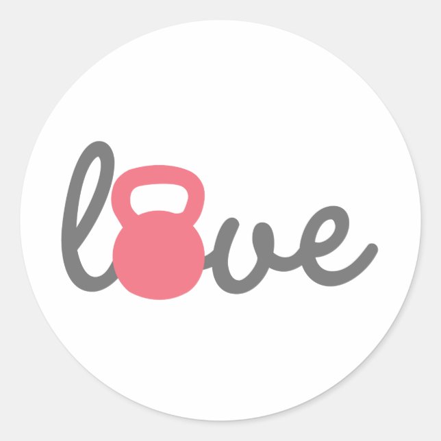 Liebe Kettlebell Pink Runder Aufkleber (Vorderseite)