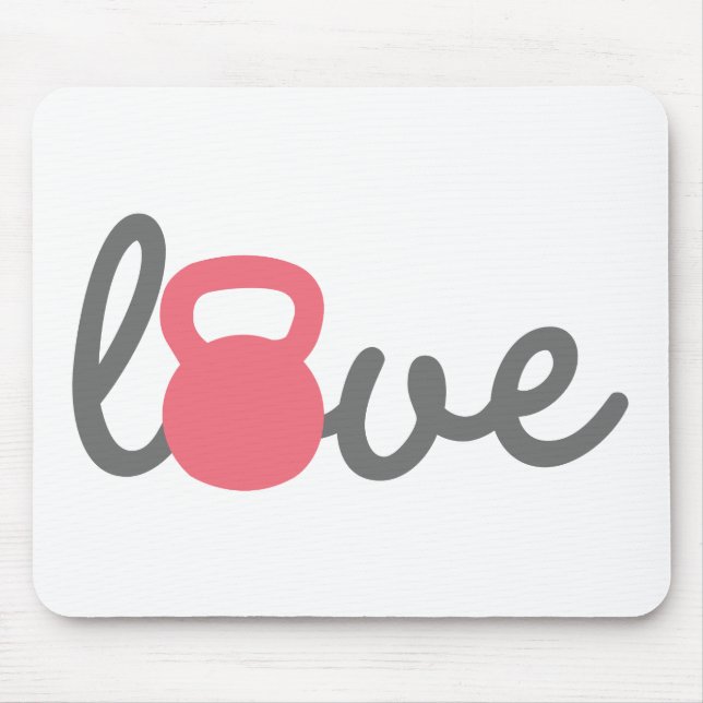 Liebe Kettlebell Rosa Mousepad (Vorne)