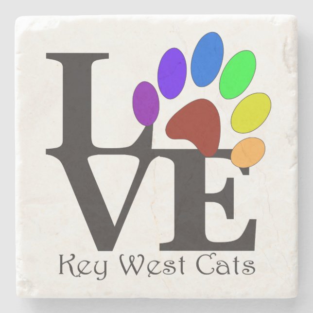 LIEBE Key West Cats Steinuntersetzer (Vorderseite)