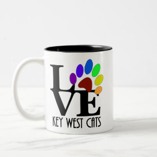 LIEBE Key West (sechs Zehen) Katzen 11oz Zweifarbige Tasse