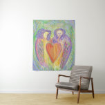 Liebe Kind Wächter Engel Tapestry Wand Art Deco Wandteppich<br><div class="desc">Zwei Schutzengel beobachten ein Herz voller liebevoller Güte. Es ist eine Erinnerung, dass Schutzengel hier sind, um uns mit Liebe und Freundlichkeit zu helfen, wenn wir daran denken, um Hilfe fragen. Die Kunst wurde mit Aquarellfarbe, Acrylfarbe und Pastellfarbe auf Papier geschaffen. Inspiration Engelskunst von Laurel Latto für DonnaBellas Angels. Passen...</div>