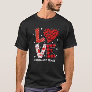 Liebe Kindergarten Lehrer Roter Kariert Valentin T-Shirt