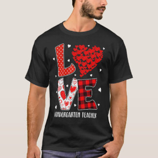 Liebe Kindergarten Lehrer Roter Kariert Valentin T-Shirt