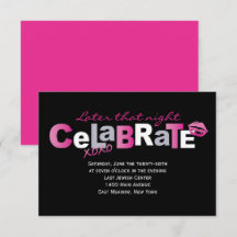 LIEBE & KISSES Hot Pink Bat Mitzvah Party Card