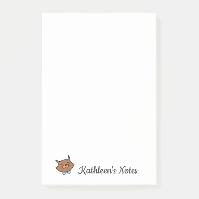 Liebe Kitty Cat | Text anpassen | Braune Katze Post-it Klebezettel (Vorderseite)