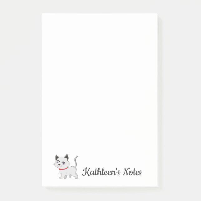 Liebe Kitty Cat | Text anpassen | Weiße Katze Post-it Klebezettel (Vorderseite)