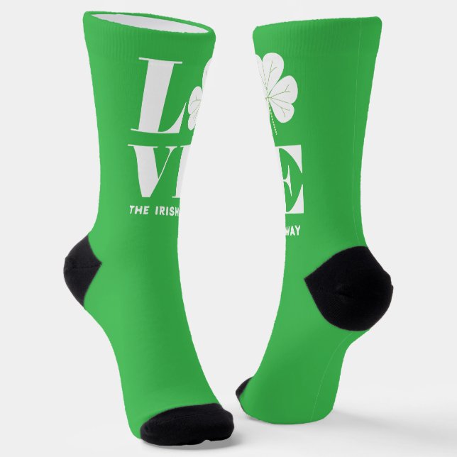 Liebe Kleeblatt Kleiner Text für den benutzerdefin Socken (Gewinkelt)